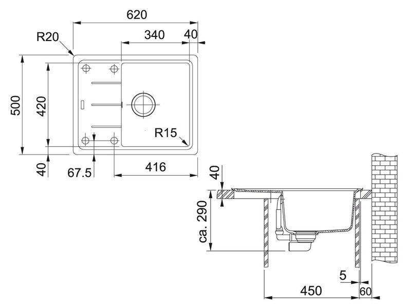 Кухонна мийка Franke Basis BFG 611-62 (114.0272.599) гранітна - врізна - оборотна - колір Білий 114.0272.599 фото