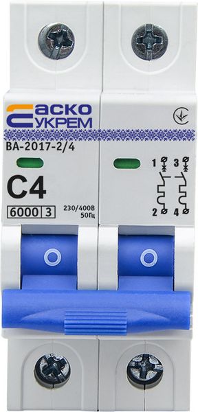 Автоматичний вимикач УКРЕМ ВА-2017/С 2р 4А АСКО A0010170036 фото