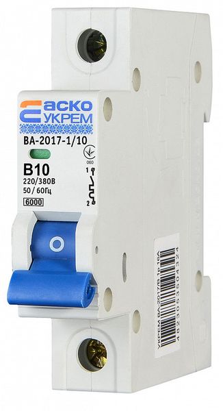 Автоматичний вимикач УКРЕМ ВА-2017/B 1р 10А АСКО A0010170050 фото