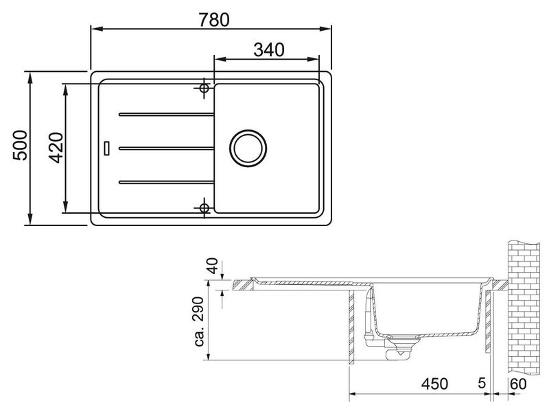 Кухонна мийка Franke Basis BFG 611-78 (114.0258.040) гранітна - врізна - оборотна - Онікс 114.0258.040 фото