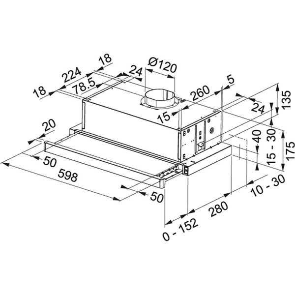 Кухонная вытяжка Franke Flexa FTC 632L GR / XS (315.0547.796) нерж. сталь - встроенная - телескопическая - 60 см 315.0547.796 фото