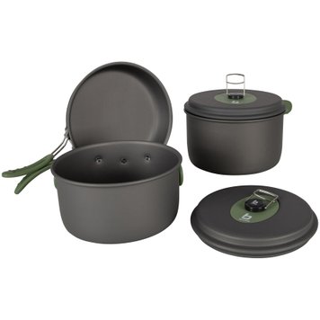 Набір посуду Bo-Camp Explorer 3 Pieces Hard Anodized Grey/Green (2200239) DAS302732 фото