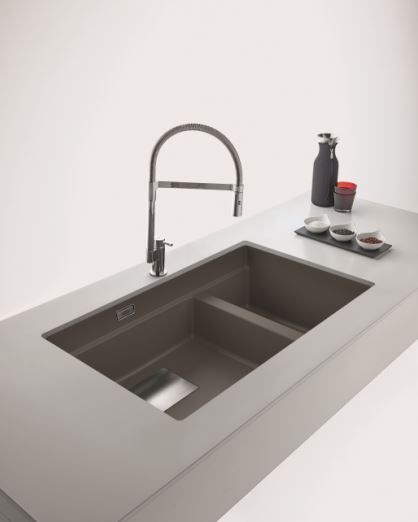 Кухонна мийка Franke KUBUS 2 KNG 120 (125.0716.660) гранітна - монтаж під стільницю - колір Сірий сланець 125.0716.660 фото