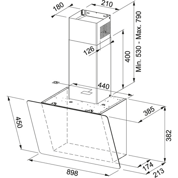 Кухонна витяжка Franke Smart Vertical 2.0 FPJ 915 V BK/DG (330.0573.295) Чорне скло - настінна - 90 см 330.0573.295 фото