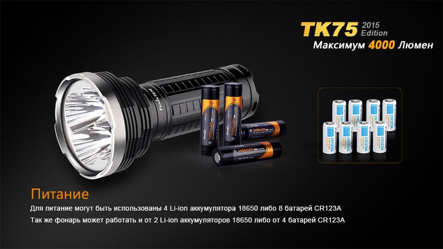 Ліхтар ручний Fenix TK75 U2 2015 TK75XM-L22015 фото