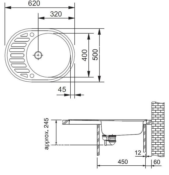 Кухонная мойка Franke Ronda ROG 611-62 (114.0381.072) гранитная - врезная - оборотная - Оникс 114.0381.072 фото