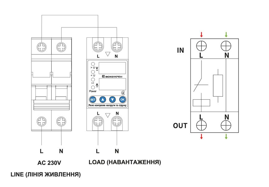 Реле контролю напруги та струму RKV 2P 40A (A0010230001) A0010230001 фото