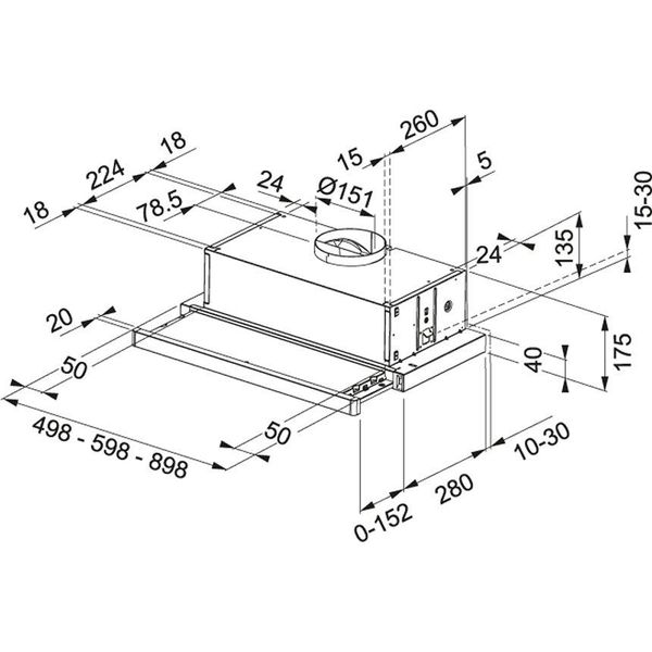 Кухонная вытяжка Franke Flexa FTC 512 XS V2 (110.0200.714) нерж. сталь / серая эмаль - встраиваемая - телескопическая - 50 см 110.0200.714 фото