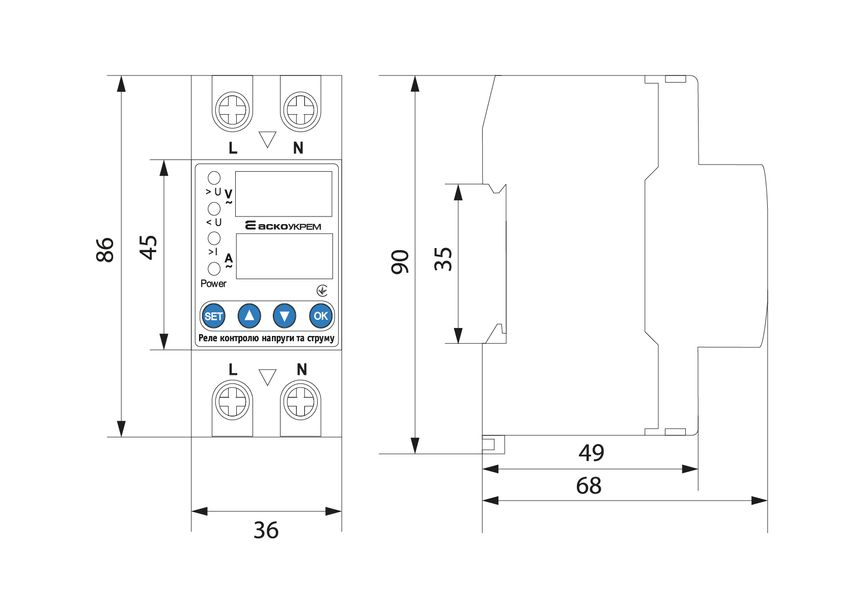 Реле контролю напруги та струму RKV 2P 63А (A0010230002) A0010230002 фото