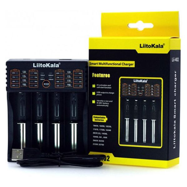 Зарядний пристрій Liitokala Lii-402, Ni-Mh/Li-ion/Li-Fe/LiFePO4, USB, Powerbank, LED, Box Lii-402 фото