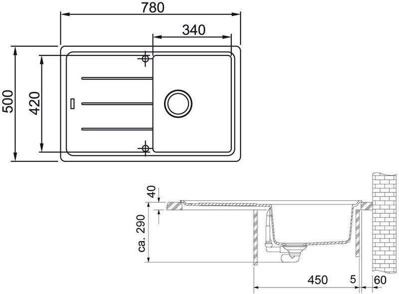 Кухонная мойка Franke Basis BFG 611-78 (114.0565.087) гранитная - врезная - оборотная - Серый камень 114.0565.087 фото