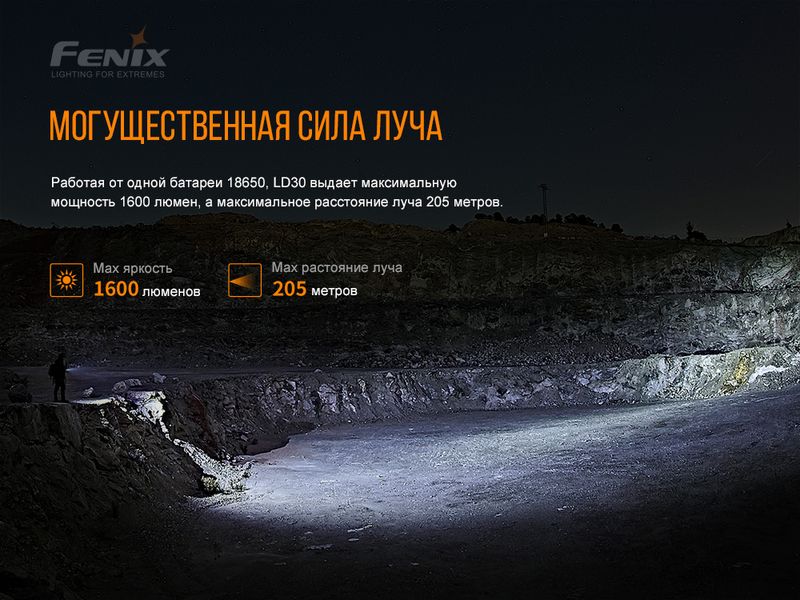 Ліхтар ручний Fenix LD30 з акумулятором (ARB-L18-3400) LD30bi фото