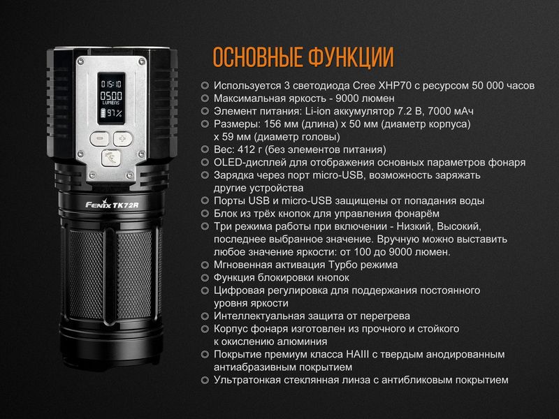 Ліхтар ручний Fenix TK72R 3 Cree XHP70 TK72R фото