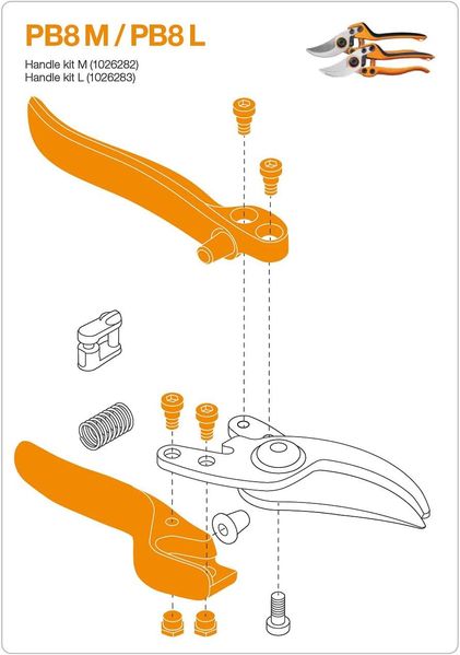 Комплект ручок для професійного секатора Fiskars PB8 L (1026283) 1026283 фото