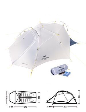 Намет надлегкий двомісний з футпринтом Naturehike Cloud Up Wing NH19ZP083, 15D, сіро-голубий 6927595743430 фото