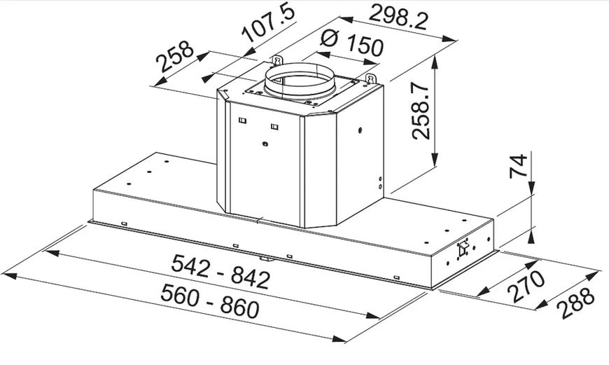 Кухонная вытяжка Franke Mythos FMY 608 BI BK (110.0456.723) чёрное стекло встраиваемая - 60 см 110.0456.723 фото