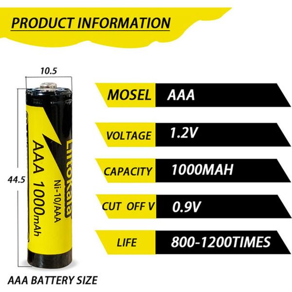 Акумулятор LiitoKala Ni-10/AAA 1.2V AAA 1000mAh battery Ni-10/AAA фото