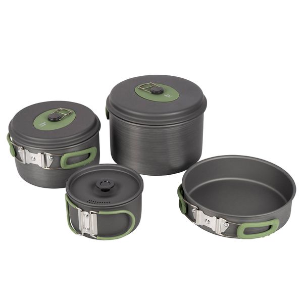 Набор посуды Bo-Camp Explorer 4 Pieces Hard Anodized Grey/Green (2200244) DAS301407 фото