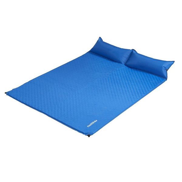 Килимок самонадувний двомісний з подушкою Naturehike NH18Q010-D, 25 мм, синій 6927595784457 фото