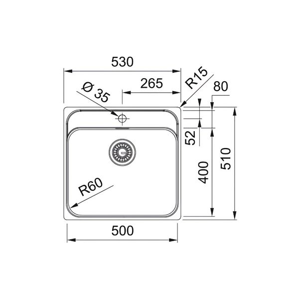 Кухонная мойка Franke Smart SRX 210-50 TL (127.0703.299) нержавеющая сталь - врезная - полированная - отверстие по центру 127.0703.299 фото