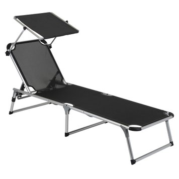 Ліжко розкладне Bo-Camp Sun Lounger With Sunscreen 5 Positions Black (1304460) DAS301465 фото