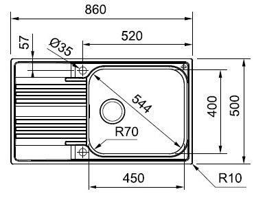 Кухонная мойка Franke Smart SRX 611-86 XL (101.0456.705) нержавеющая сталь - врезная - оборотная - полированная 101.0456.705 фото