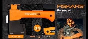 Подарочный набор Fiskars X5 3 в 1 (Топор 121123 + нож 156017 + пила 123870) 1057912 1057912 фото